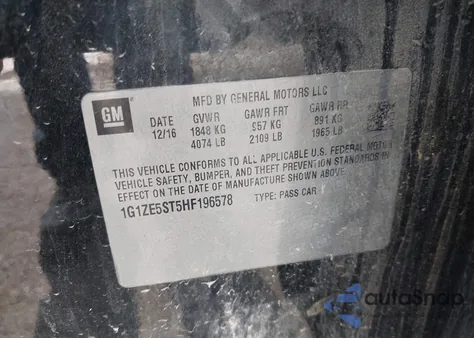 2017 Chevrolet Malibu 1Lt из США, поврежденный, VIN 1G1ZE5ST5HF196578